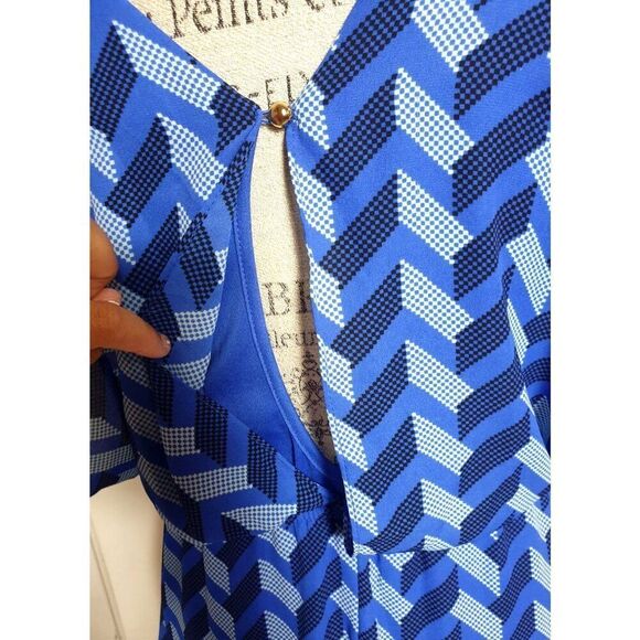 Candies Blue Chevron Mini Dress M Y2k Butterfly Open Back Detail Coquette Casual - Picture 5 of 6